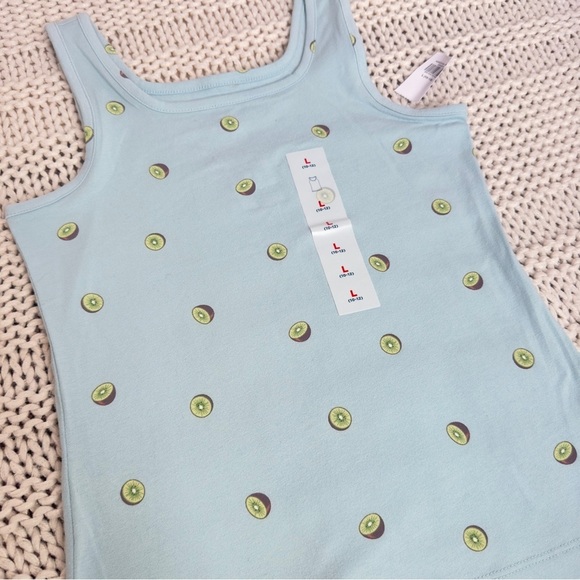 NWT Old Navy Blue and Green Girl's Tank Top with Kiwi Print Large (10/12) - Picture 2 of 4